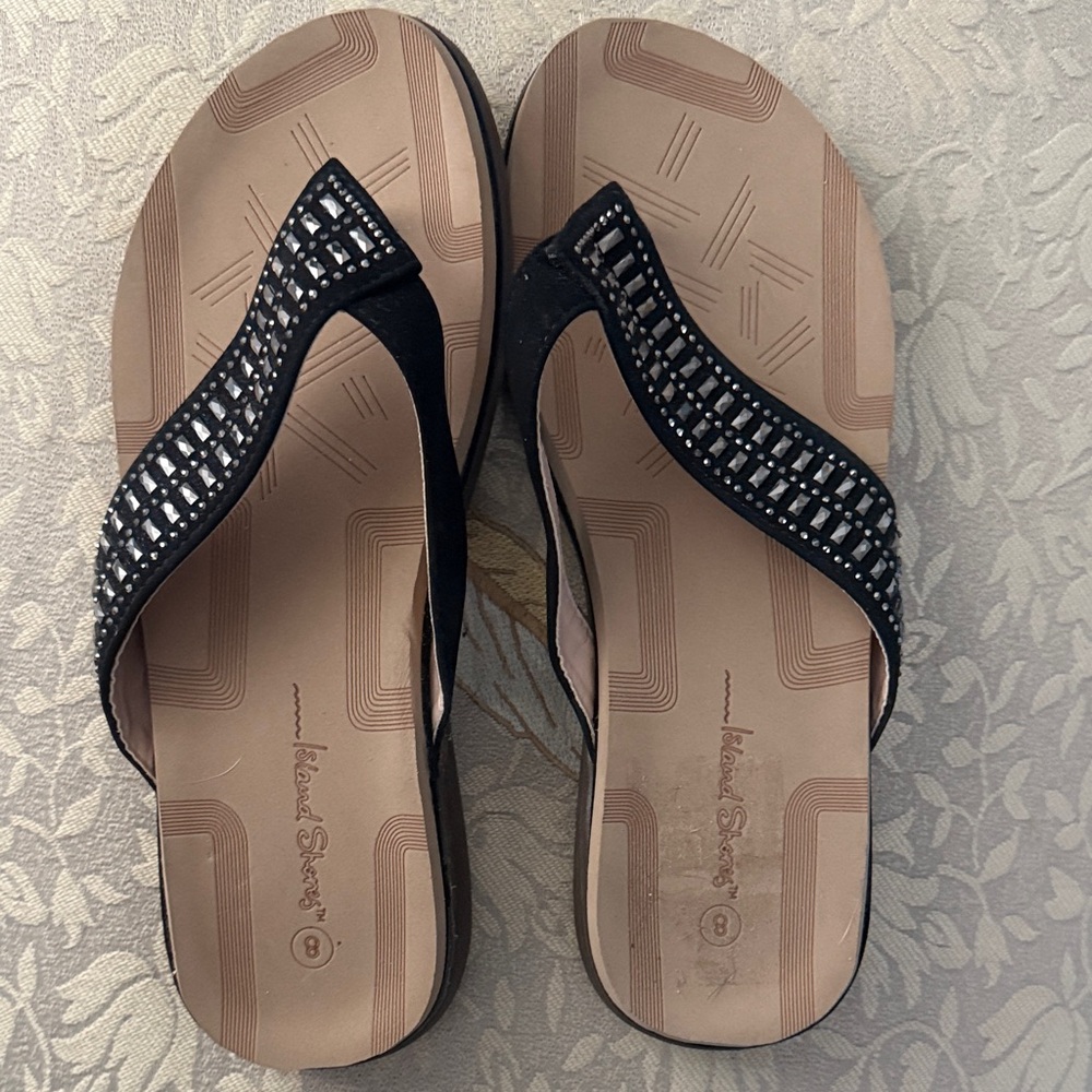 Elegant Black Beaded Women's Sandals